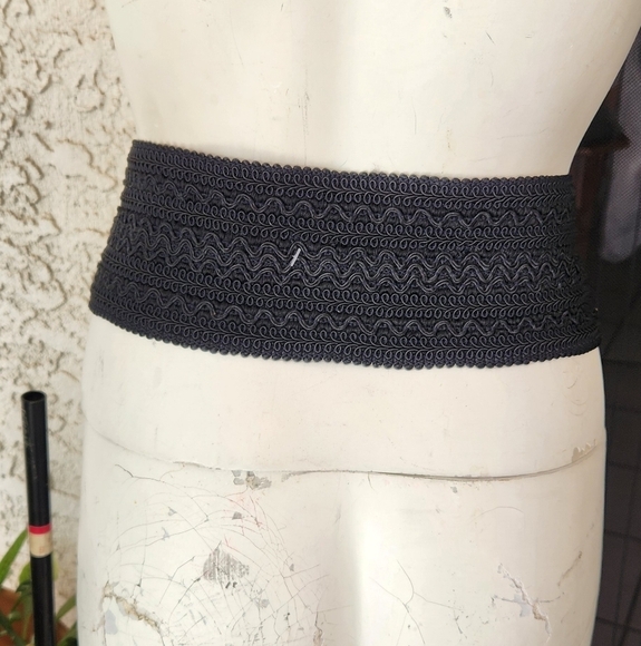 Nina Ricci passementerie belt‎ Black Wide Waist Belt with Tassels main image 6